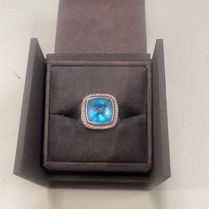 David Yurman Blue Topaz Albion Ring w/ Diamonds